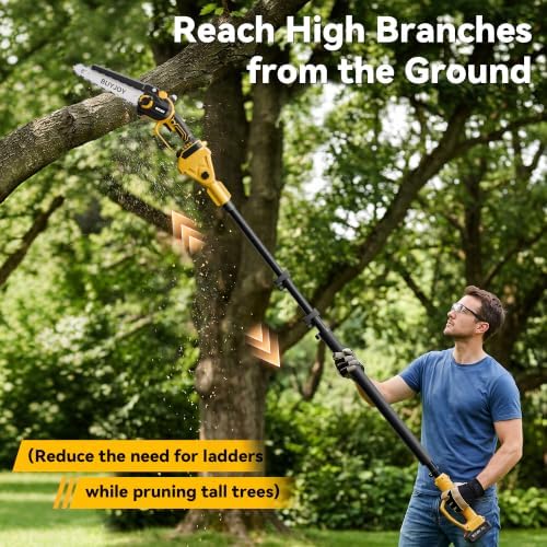 BUYJOY 4-in-1 Electric Pruning Shears & 8 Inch Pole Saw Combo