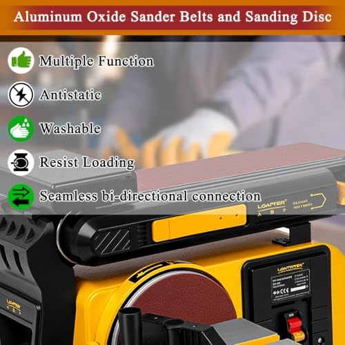 33PCS 4x36 Alumina Sanding Belts with 6" Self Stick No Hole Sanding Disc