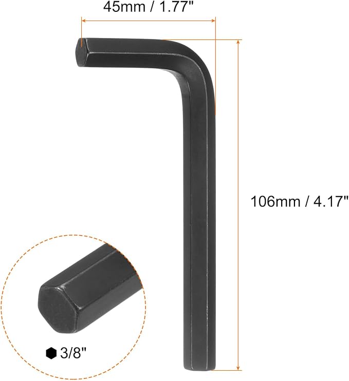 HARFINGTON 10pcs Hex Key Wrench 3/8" L-Shape Hexagon SAE Wrenches Chrome Vanadium Steel Repairing Tool for Home Repair, Black