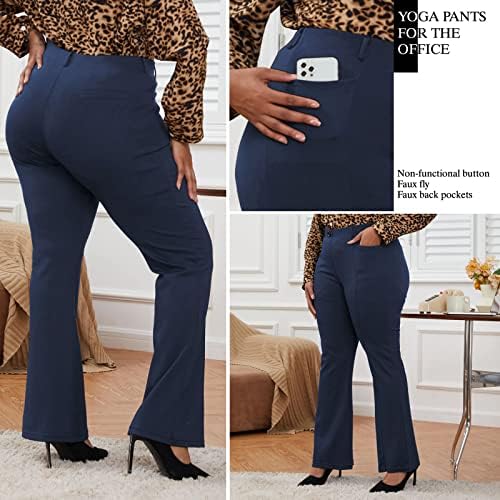 DGD Wrinkle-Free Stretch Dress Pants Plus Size for Women Pull-on Pant Ease into Comfort Office Pant