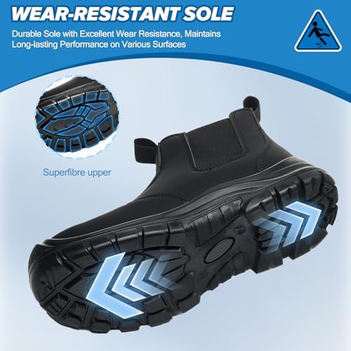 Steel Toe Boots for Men & Women,Slip On Work Boots for Construction