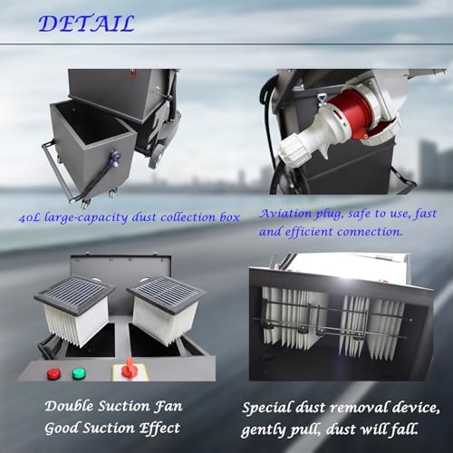 Concrete Floor Grinder Hand-Push Cement Ground Grinder Floor Polishing Machine 40L Dust-free Grinding Machine with 9-head Grinding Chassis, 220V 7.5KW