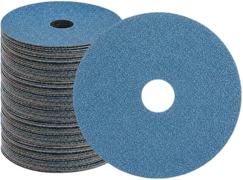 50 Pack Zirconia Resin Fiber Sanding Grinding Discs, 4.5" x 7/8” 60 Grit