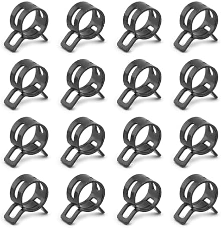 20pcs 0.43" ID Constant Tension Band Hose Clamps, 11mm Spring Band Type Action Hose Clamp Manganese Steel Fuel Line Clamp Low Pressure Air Clip Clamp for Fuel Hose Line Water Pipe Air Tube black