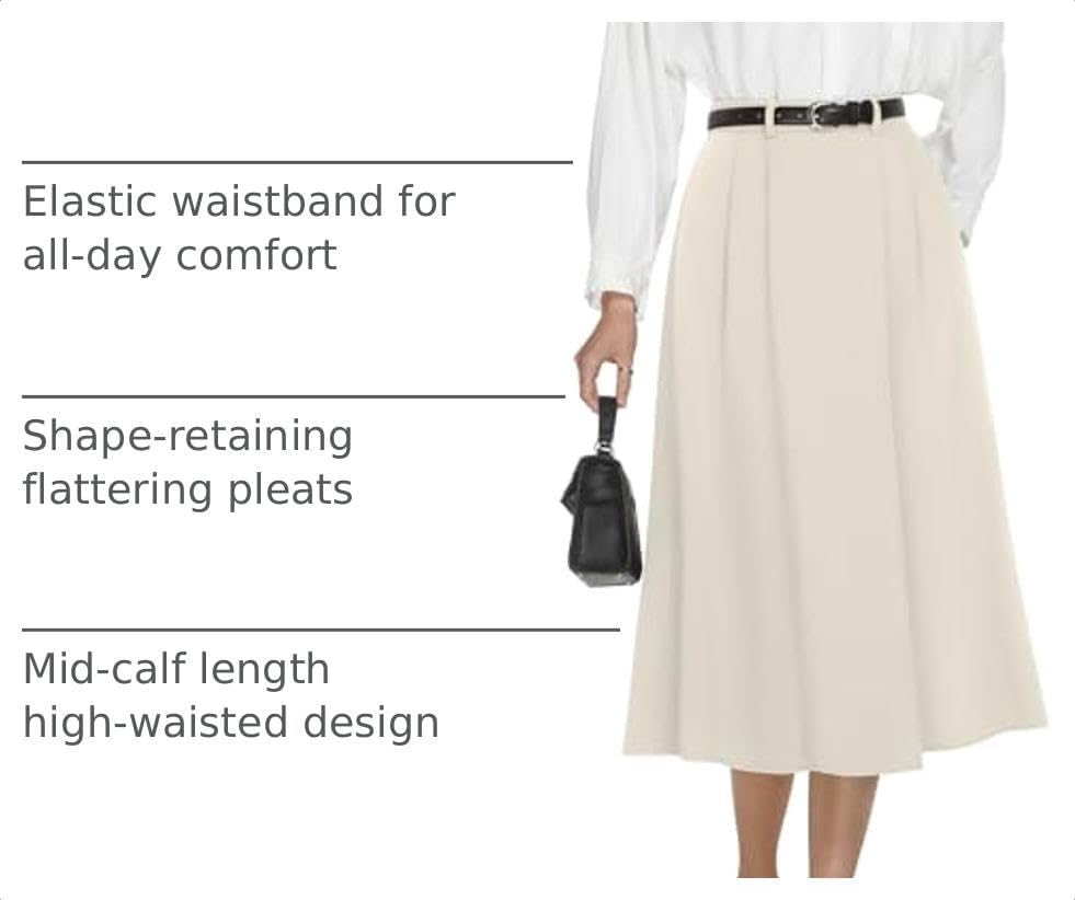 Casly Lamiit A-Line Midi Skirts for Women Business Skirt