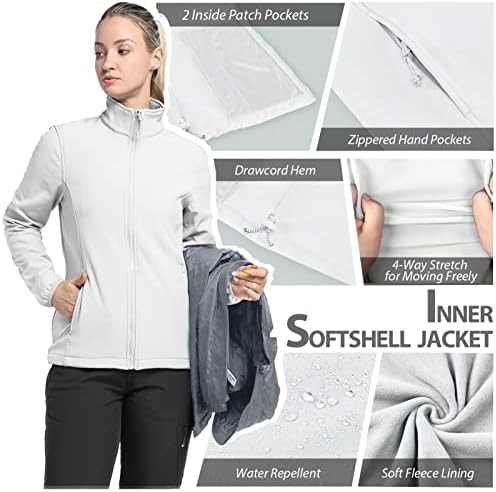 33,000ft Women's 3 in 1 Hooded Rain Jacket Waterproof Softshell Ski Coat