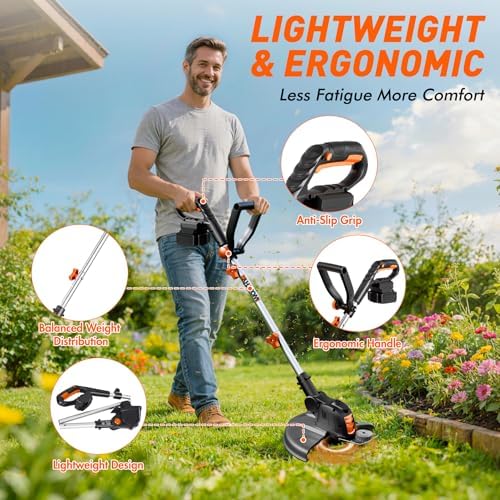 Weed Wacker Eater Electric String Trimmer Battery Powered Lawn Trimmer