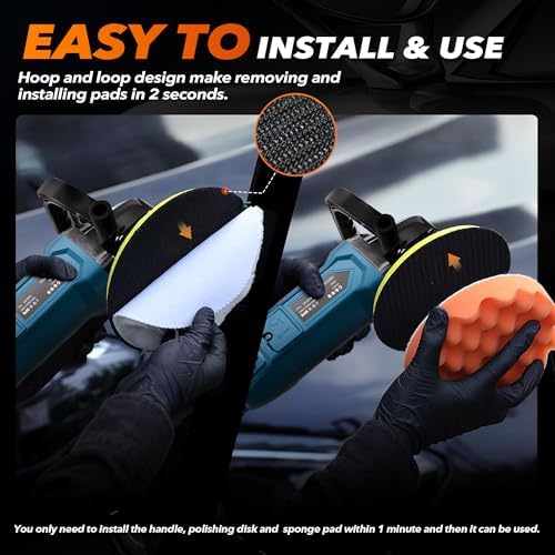Buffer Polisher, 6 Inch/7 Inch 1600W Rotary Car Buffer Polisher Waxer, 7 Variable Speed 1000-3500 RPM, Detachable Handle for Car, Polishing, Waxing