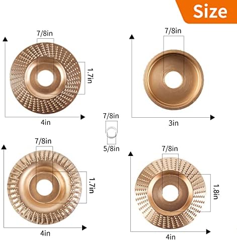 Pomsare 5PCS Angle Grinder Wood Carving Disc Set, Polishing Wheel Pad Sanding Disc for Wood, Stump Grinder Tool Grinding Shaping Disk, Cutting Wheel for 4 1/2 Angle Grinder Attachments Rotary Tool