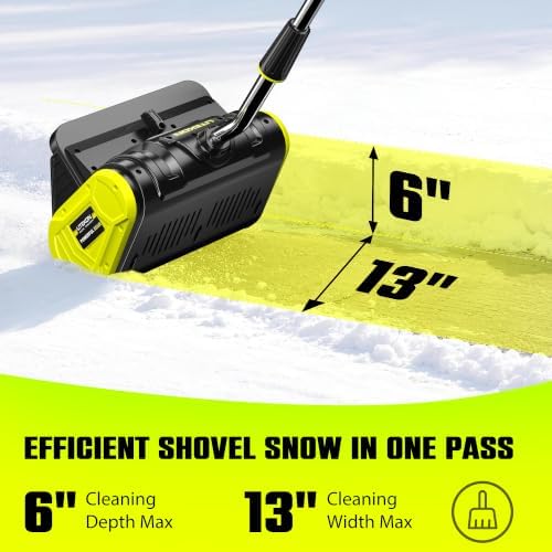 Litekon 40V Brushless Cordless Snow Shovel, 13-Inch Electric Snow Blower with 2X 4.0Ah Batteries Snow Removal with 30FT Throw Distance for Patio, Deck, Driveway,Green
