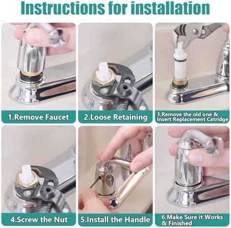1224 1224B Faucet Cartridge Compatible with Moen Two Handle Faucets, 2 Pack