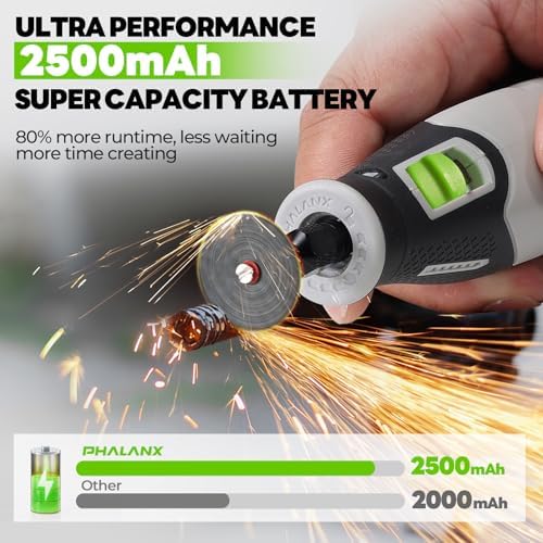 PHALANX Rotary Tool - 4V Cordless Rotary Tool Kit Accessories 80 PCS 2500mAh Battery, Preset 5 Speed Adjustment Grinder Tool for Cutting Sanding Carving Polishing Engraver DIY Crafts(R4-Standard)