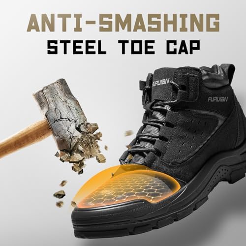 Furuian Steel Toe Boots for Men Women Lightweight Work Boots Pioneer Series