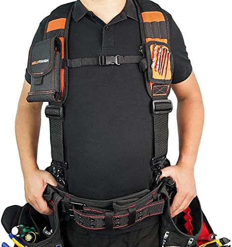 MELOTOUGH Magnetic Tool Belt Suspenders with Magnetic WristBand for Work Belt Padded Suspenders Constrcution