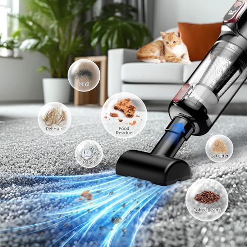MONOZEL Handheld Vacuum Cleaner, 18000Pa 2 in 1 Cordless Car Vacuum Cleaner&Air Duster, 130W Brushless Motor with 7800mAh Battery, LED Light and Multi-Nozzles, Portable for Home, Car, Office, Pet