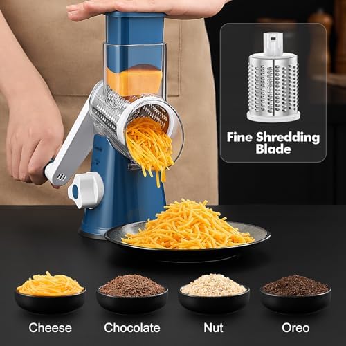 Geedel Rotary Cheese Grater Hand Crank, Cheese Shredder Vegetable Slicer