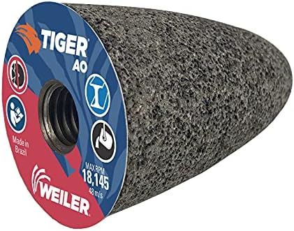 Weiler 68310 TIGER AO TYPE 16 Round Tip Portable Grinding Cone, A24-R, 2" X 3" X 5/8-11 (Pack of 12)