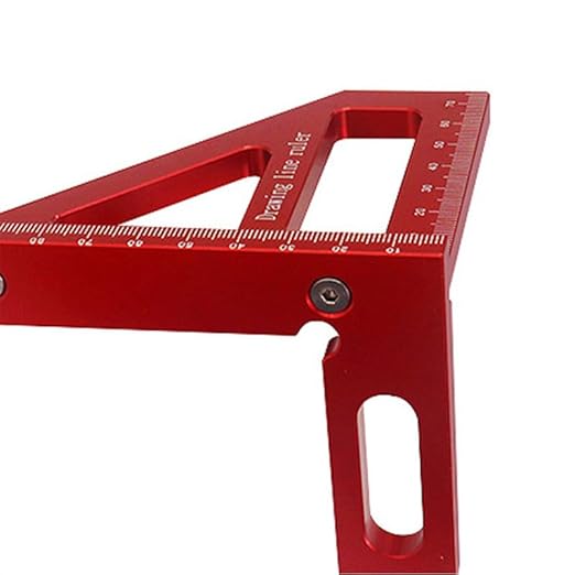 3D Multi-Angle Measuring Tool,45/90 Degree Aluminum Alloy Woodworking Square Protractor, Drawing Line Ruler, Miter Triangle Ruler Layout Measuring Tool for Woodworking (Metric-Red)