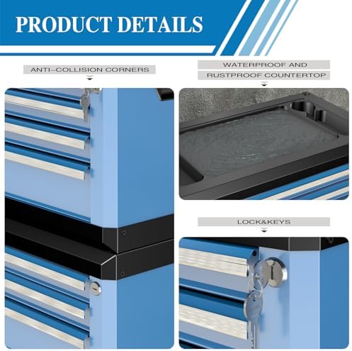 LARBANKE Portable 4-Drawer Tool Chest with Lock & Keys,Tool Box with Handle