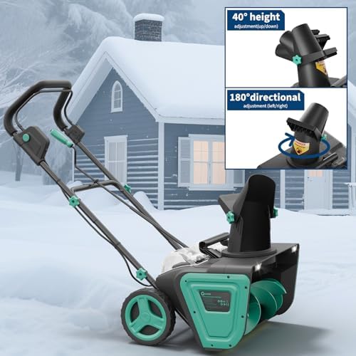 Garvee 20" Electric Snow Blower Cordless - Brushless Motor 23FT Throwing Distance, 180° Rotating Chute Walkways Driveways Snow Thrower Blaster Dual LED Lights(with 2 * 4.0Ah Batteries)