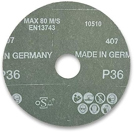 VSM 25-Pack - 5 inch 50 Grit (Medium) - Ceramic Plus Resin Fiber Disc with Top-Size, Tear-Resistant Fiber Backing, Durable, Hand-Held Machine Compatible Sanding Discs