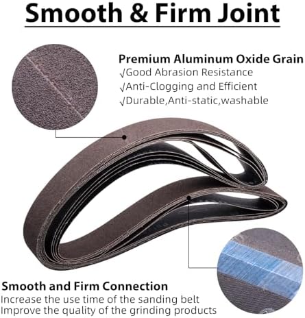 2 x 72 Inch Sanding Belts 120 Grit, 6 Pack
