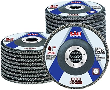 Sali 24 Pack Flap Disc 120 Grit 4.5" x 7/8-Inch Sanding Disc Bevel Type #29 Premium and Industrial Grade Angle Grinder Grinding Wheel High Performance Edge Grinding