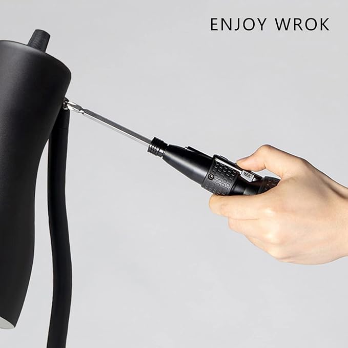 3.6V Cordless Electric Screwdriver Rechargeable portable Mini Rotary Home Gadget，Automatic Manual all in one with LED Light and USB-C Charging Cable BLACK
