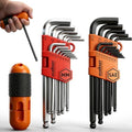 HORUSDY 27PCS Durable Hex Key Allen Wrench Long Arm Set with Ball End, Metric and Standard Sizes Allen Key Set with Another T Handle, Heat-treated CR-V Steel