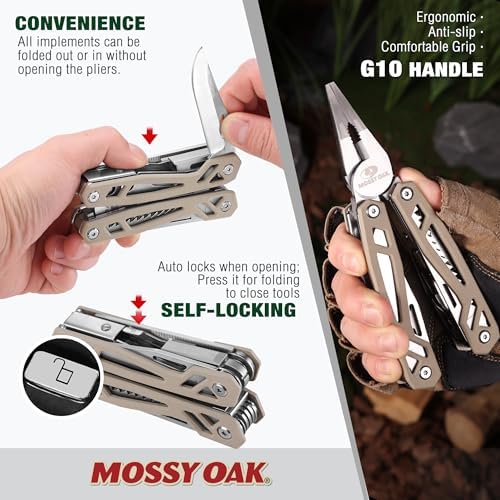 MOSSY OAK 21-in-1 Multitool, Stainless Steel Pliers with Pocket Knife