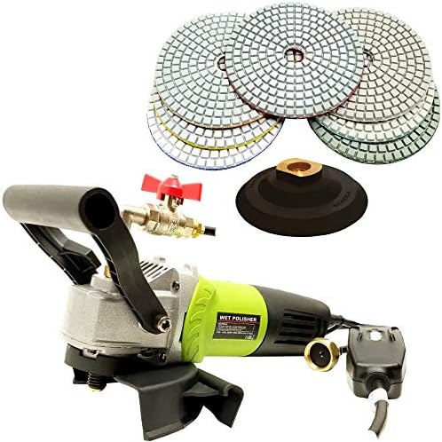 SPW104A Concrete Countertop Wet Polisher Grinder Sander Variable Speed with 4'' Diamond Polishing Pads - A Granite Stone Concrete Polishing Fabrication Tools Kit