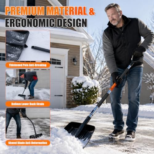 62'' Extendable Snow Brush & Ice Scrapers, Snow Shovel for Car Truck SUV