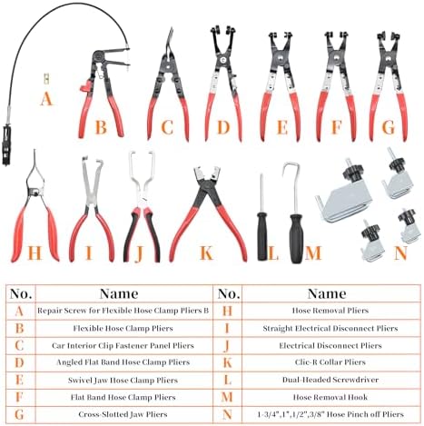 16 Pcs Hose Clamp Pliers Set, Hose Clamp Removal and Installation Tool