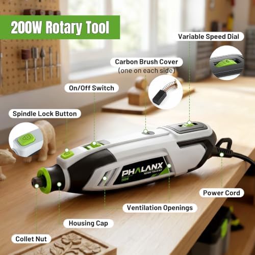 200W Rotary Tool Kit, 10000-38000 RPM 6 Speed Multi-Tool with Flex Shaft & 132pcs Accessories Kit, Power Rotary Tools for DIY Crafts, Engraving, Sanding, Polishing & Drilling