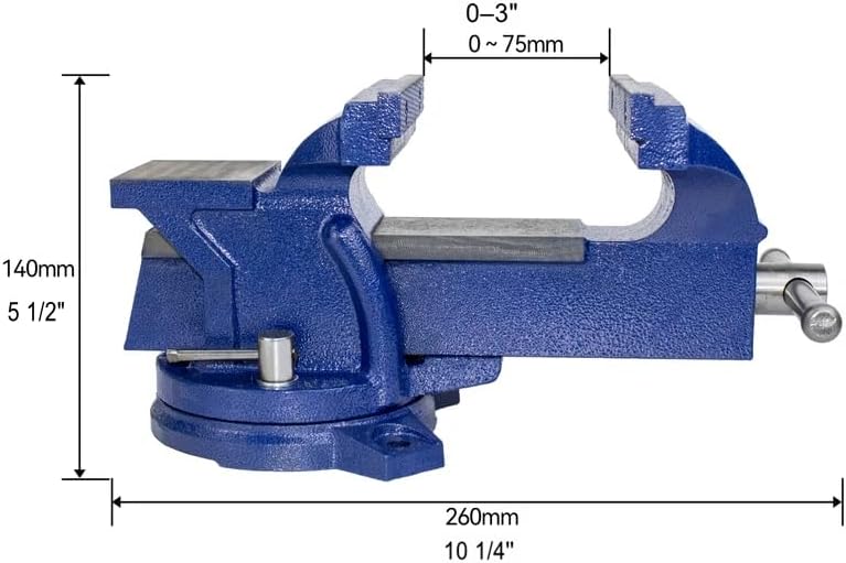 HFS(R) 4" Heavy Duty Bench Vise Anvil with 360° Swivel Locking Base Desktop Clamp - FS Blue Design