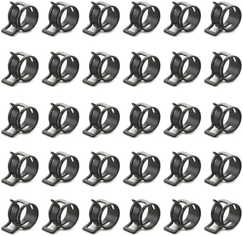 50pcs 0.79" ID Constant Tension Band Hose Clamps, 20mm Spring Band Type Action Hose Clamp Manganese Steel Fuel Line Clamp Low Pressure Air Clip Clamp for Fuel Hose Line Water Pipe Air Tube black