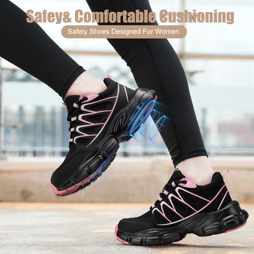 Hogent Steel Toe Shoes for Men Women - Non Slip & Lightweight Work Shoes