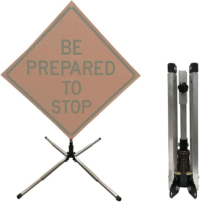 Plasticade Watchdog Aluminum Compact Single Spring Stand for 36" & 48" Roll-Up Signs, Automotive Grade Steel Spring, Universal Sign Clamp, Extendable and Lockable Legs with Non-Skid Rubber Feet