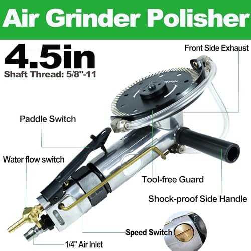 Air Angle Grinder 4-1/2", Wet Stone Polisher Grinding Tool for Polishing