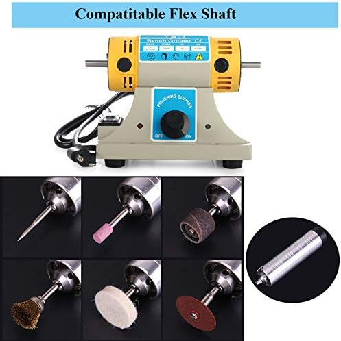 Electric Bench Buffer Polisher, 350W Mini Jewelry Rock Polishing Grinding Buffing Benchtop Tool Kits, Variable Speed 0~10000 RPM, DIY Rock Gem Jade