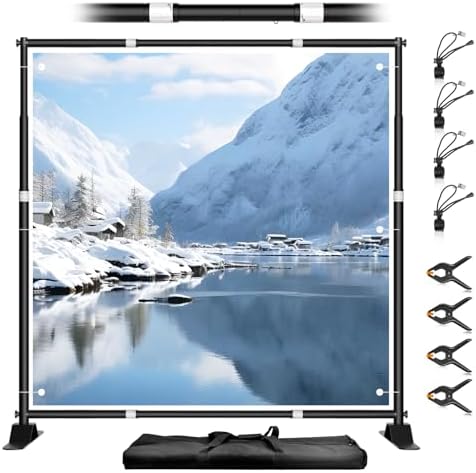 10x10FT Banner Stand, Heavy Duty Step and Repeat Stand, Black
