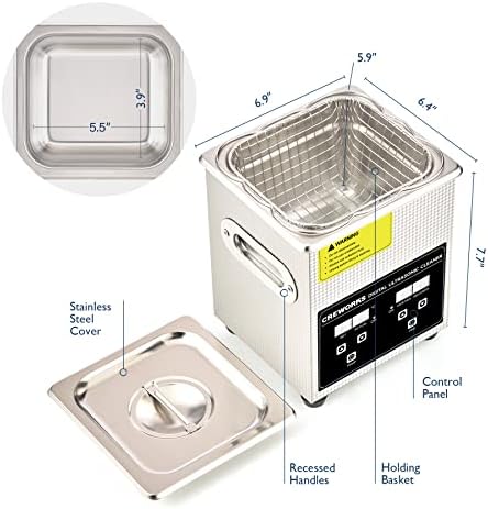 CREWORKS 1.8L Professional Ultrasonic Cleaning Machine with Heater & Timer