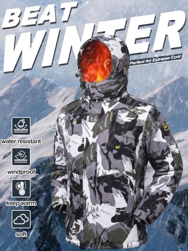 QPNGRP Mens Waterproof Ski Snowboard Jacket Winter Windproof Snow Coat