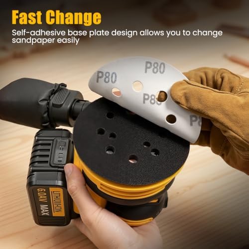 5 Inch Cordless Brushless Random Orbital Sander for Dewalt 20V Battery
