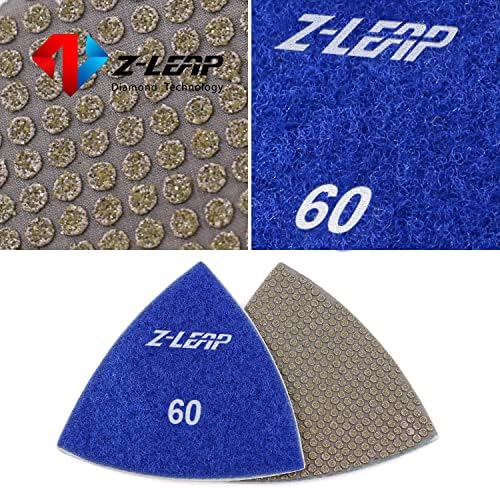 Diamond Triangular Sanding Pads for Oscillating Tools Sandpaper Sheet Polishing Discs 3"(80mm) 60 Grit