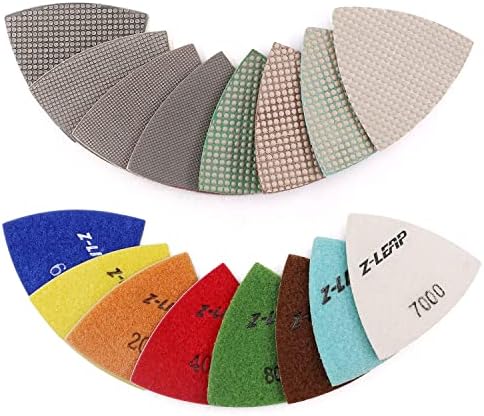 Triangle Diamond Sandpaper Sheet Discs Sanding Pads for for Grinding Stone Glass Ceramic 3"(80mm) Mix Grit/8pcs