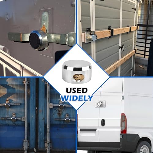 Trailer Lock 3 Pack Keyed, Trailer Door Puck Lock with Work Gloves, 6061 Aluminum Hidden Shackle Hockey Puck Locks for Enclosed Trailers, Trucks, Vans, Sheds, Gates, w/6 Keys