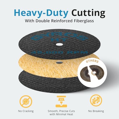 GYROS Cut-Off Wheels for Rotary Tools – 1.5” High-Tensile Fiberglass Reinforced, 12-Pack | Ideal for Cutting Hardened/Unhardened Steel, Steel Alloys, Hard Bronze, Metal | Made in USA 11-32156/12