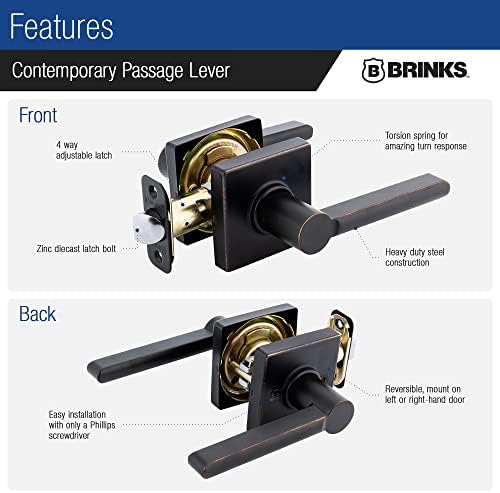 Brinks Fingerprint Door Lock with Lever – Keyless Entry Biometric Lock, Electronic Keypad Fingerprint Deadbolt with Auto-Locking, Front Door Lock and Interior Lever Set, Tuscan Bronze