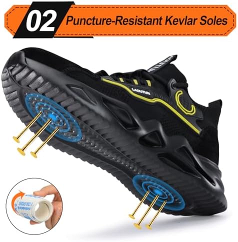 LAoutun Steel Toe Shoes for Men Work Shoes Safety Sneakers Lightweight